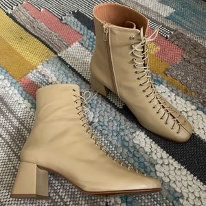 BRAND NEW BY Far Becca Ankle Boots in Cream